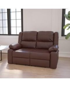 Flash Furniture Harmony Series Loveseat With 2 Built-In Recliners, Brown LeatherSoft