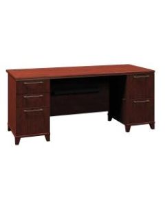 Bush Business Furniture Enterprise Office Desk With 2 Pedestals, 72inW, Harvest Cherry, Premium Installation