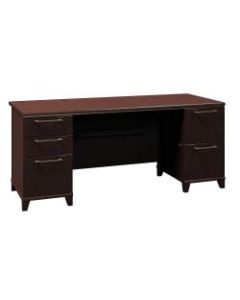 Bush Business Furniture Enterprise Office Desk With 2 Pedestals, 72inW, Mocha Cherry, Premium Installation