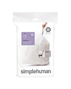 simplehuman Custom-Fit 0.03-mil Can Liners, 5.3 Gallons, White, Pack Of 240