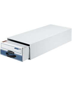 Bankers Box Steel Plus Plastic Storage Drawer, 6 1/2in x 10 1/2in x 25 1/4in, 65% Recycled, White/Blue