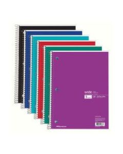 Office Depot Brand Wirebound Notebook, 3-Hole Punched, 8 1/2in x 10 1/2in, 3 Subjects, Wide Ruled, 120 Sheets, Assorted Colors (No Color Choice)