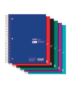 Office Depot Brand Wirebound Notebook,  8in x 10-1/2in, 5 Subjects, Wide Ruled, 180 Sheets, Assorted Colors (No Color Choice)