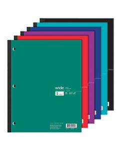 Office Depot Brand Wireless Notebook, 8in x 10-1/2in, Wide Ruled, 80 Sheets, Assorted Colors