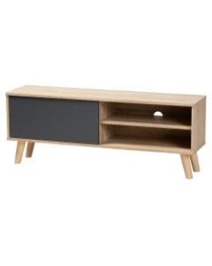 Baxton Studio 2-Tone TV Stand, 18-1/8inH x 47-1/4inW x 11-13/16inD, Oak Brown/Gray