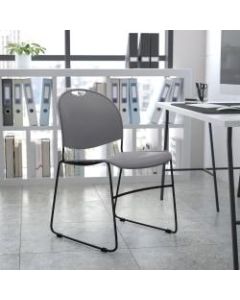 Flash Furniture HERCULES Plastic Ultra-Compact Stack Chair, Gray/Black