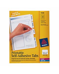 Avery Printable Self-Adhesive Tabs, 1 1/4in x 1in, White, Pack Of 96