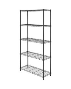 Whitmor Storage Rack - 5 Tier(s) - 72in Height x 36in Width x 14in Depth - Floor - Durable, Ventilated, Heavy Duty - Black - Chrome Steel