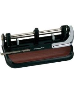 Swingline Heavy Duty Adjustable 3-Hole Punch, Black/Faux Woodgrain