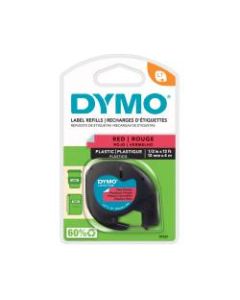DYMO LetraTag Plastic Label, 1/2in x 13ft, Black On Red