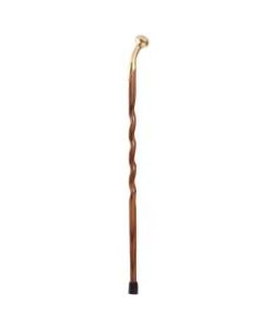 Brazos Walking Sticks Twisted Oak Wood Cane With Brass Hame-Top Handle, 40in, Red