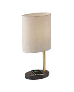 Adesso Curtis AdessoCharge Table Lamp, 21-1/2inH, Taupe Shade/Black Base