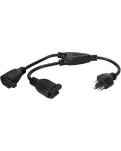 QVS 2-Pack 16 Inches OutletSaver AC Power Splitter Adaptor - For UPS - 120 V AC / 10 A - Black - 1.33 ft Cord Length - 2