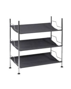 Honey-Can-Do 3-Shelf Shoe Rack, 24 1/4inH x 23 1/4inW x 11 1/4inD, Charcoal