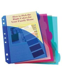 C-Line Mini-Size 5-Tab Poly Index Dividers With Pockets, 5 1/2in x 8 1/2in, Assorted Colors, 5 Dividers Per Pack, Set Of 12 Packs