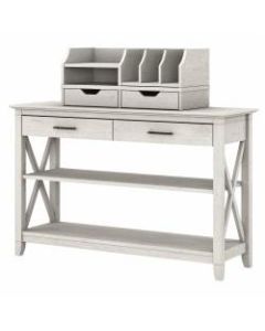 Bush Furniture Key West Console Table With Storage And Desktop Organizers, Linen White Oak, Standard Delivery