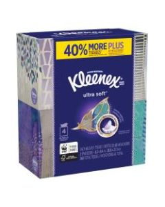 Kleenex Ultra Soft 3-Ply Facial Tissues, White, Carton Of 12 Packs