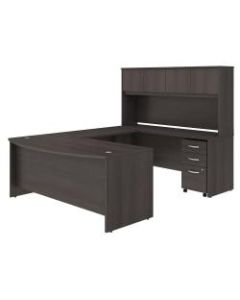 Bush Business Furniture Studio C U Shaped Desk with Hutch and Mobile File Cabinet, 72inW x 36inD, Storm Gray, Standard Delivery
