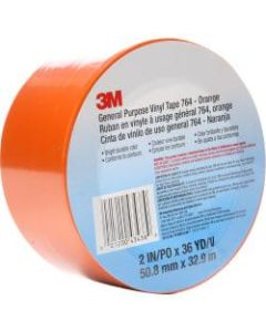 3M 764 Flagging and Marking Tape, 3in Core, 2in x 36 Yd., Orange, Case of 24