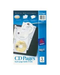 Avery CD Sheet-Protector Pages, Clear, Pack Of 5