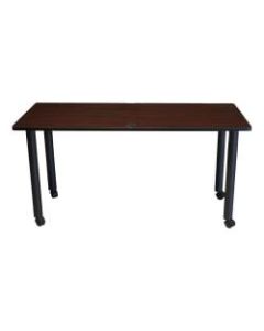 Boss Office Products 36inW Post-Leg Training Table With Casters, Mahogany/Black