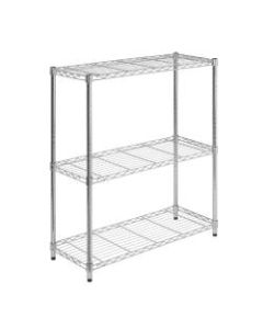 Honey-can-do SHF-01903 3-Tier Chrome Steel Urban Adjustable Storage Shelving Unit, Chrome - 3 Compartment(s) - 3 Tier(s) - 30in Height x 14in Width x 24in Depth - Floor - Silver - Steel