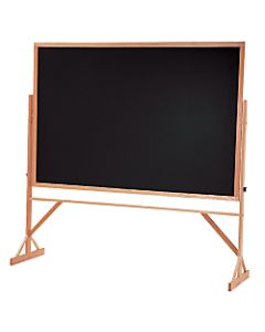 Quartet Reversible Easel Black Chalkboard, 48in x 72in, Oak Hardwood Frame