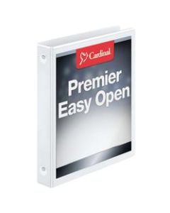 Cardinal Freestand Easy-Open ClearVue Locking 3-Ring Binder, 1in Round Rings, 44% Recycled, White