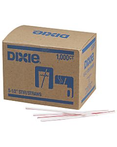 Dixie Stir Sticks, White/Red, Box Of 1,000