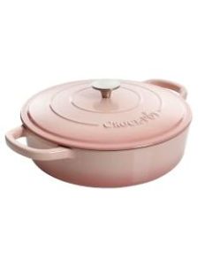 Crock-Pot Artisan 2-Piece Enameled Cast Iron Braiser Pan, 5 Quart, Blush Pink