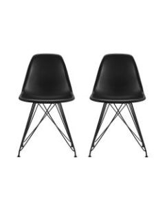 DHP Mid-Century Modern Molded Chairs, Black, Set Of 2