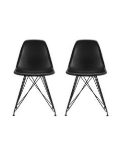 DHP Mid-Century Modern Molded Chairs, Black, Set Of 2