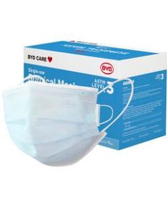 BYD Care Level 3 Surgical Masks, Adult, One Size, Blue, Box Of 50