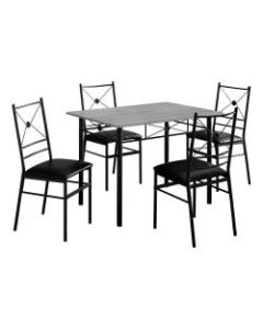 Monarch Specialties 43inW Rectangular Table With 4 Chairs, Gray Wood-Look/Black