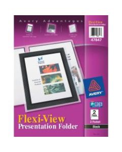 Avery Flexi-View 2-Pocket Folders, Black, Pack Of 2