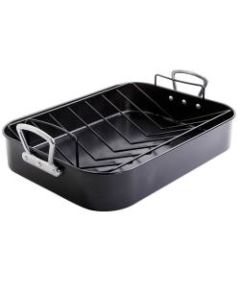 Gibson Home Broxton 2-Piece Turkey Roaster, Black