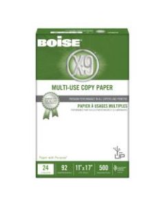 Boise X-9 Multi-Use Copy Paper, Ledger Size (11in x 17in), 92 (U.S.) Brightness, 24 Lb, White, Ream Of 500 Sheets