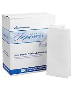 Georgia-Pacific Essence 1-Ply Replacement Linen Napkins, 17in x 17in, White, 100 Napkins Per Pack, Case Of 4 Packs