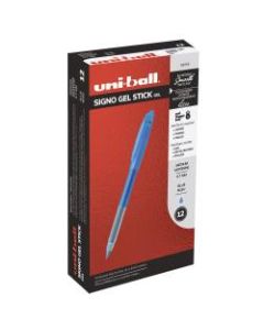 uni-ball Gelstick Pens, Medium Point, 0.7 mm, Blue Barrel, Blue Ink, Pack Of 12