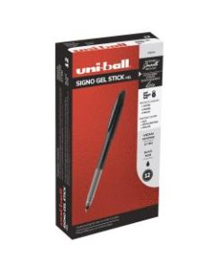 uni-ball Gelstick Pens, Medium Point, 0.7 mm, Black Barrel, Black Ink, Pack Of 12