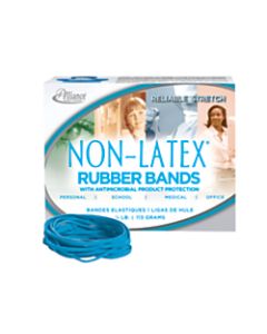 Alliance Rubber Bands With Antimicrobial Protection, #33, 3 1/2in x 1/8in, Cyan Blue
