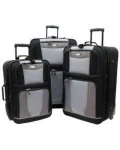 Overland Geoffrey Beene Carnegie 3-Piece Luggage Set, Black/Gray