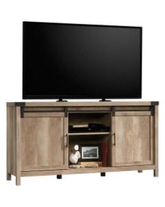 Sauder Bridge Acre Credenza With Barn Doors For 65in TV, 30inH x 58-1/4inW x 15-1/2inD, Lintel Oak