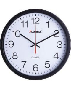 Lorell 12-1/2in Slimline Wall Clock - Analog - Quartz - Black - Modern Style