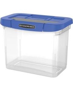 Bankers Box Heavy-Duty Portable Storage File Box, 10 3/4in x 6 3/4in x 11 3/4in, Blue/Clear