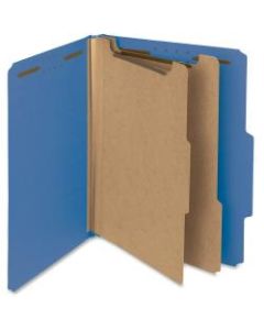Smead Pressboard 2/5-Cut Tab Classification Folders With 2 Fasteners And 2 Dividers, 2in Expansion, Letter Size, 100% Recycled, Dark Blue, Box of 10 Folders