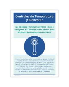 ComplyRight Corona Virus And Health Safety Poster, Temperature And Wellness Checks, Spanish, 10in x 14in