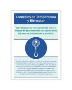 ComplyRight Corona Virus And Health Safety Poster, Temperature And Wellness Checks, Spanish, 10in x 14in