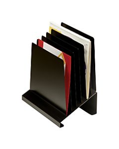 MMF Industries Slanted Vertical Organizer, 6 Compartments, 11 1/2in x 7 1/4in x 11in, Black
