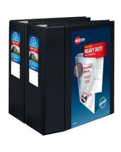 Avery Heavy-Duty View Binders With EZD Rings, 5in Rings, 38% Recycled, Black, Case Of 2 Binders